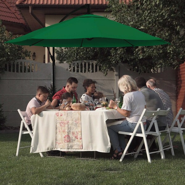 Pure Garden 10 Ft Offset Umbrella with Base, Hunter Green 50-LG1038 - main